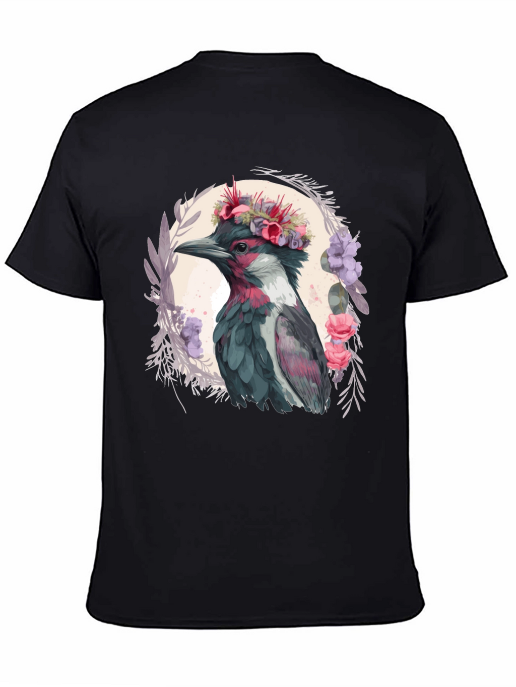 Floral Crowned Bird T-Shirt - Unique Graphic Tee