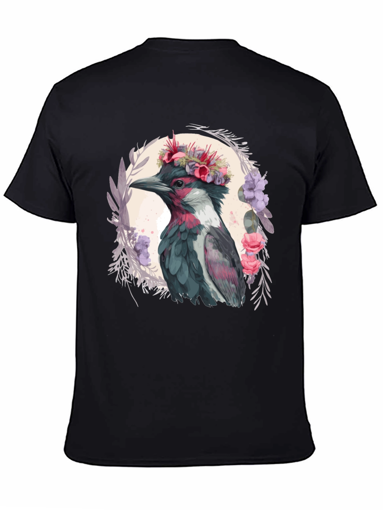 Floral Crowned Bird T-Shirt - Unique Graphic Tee