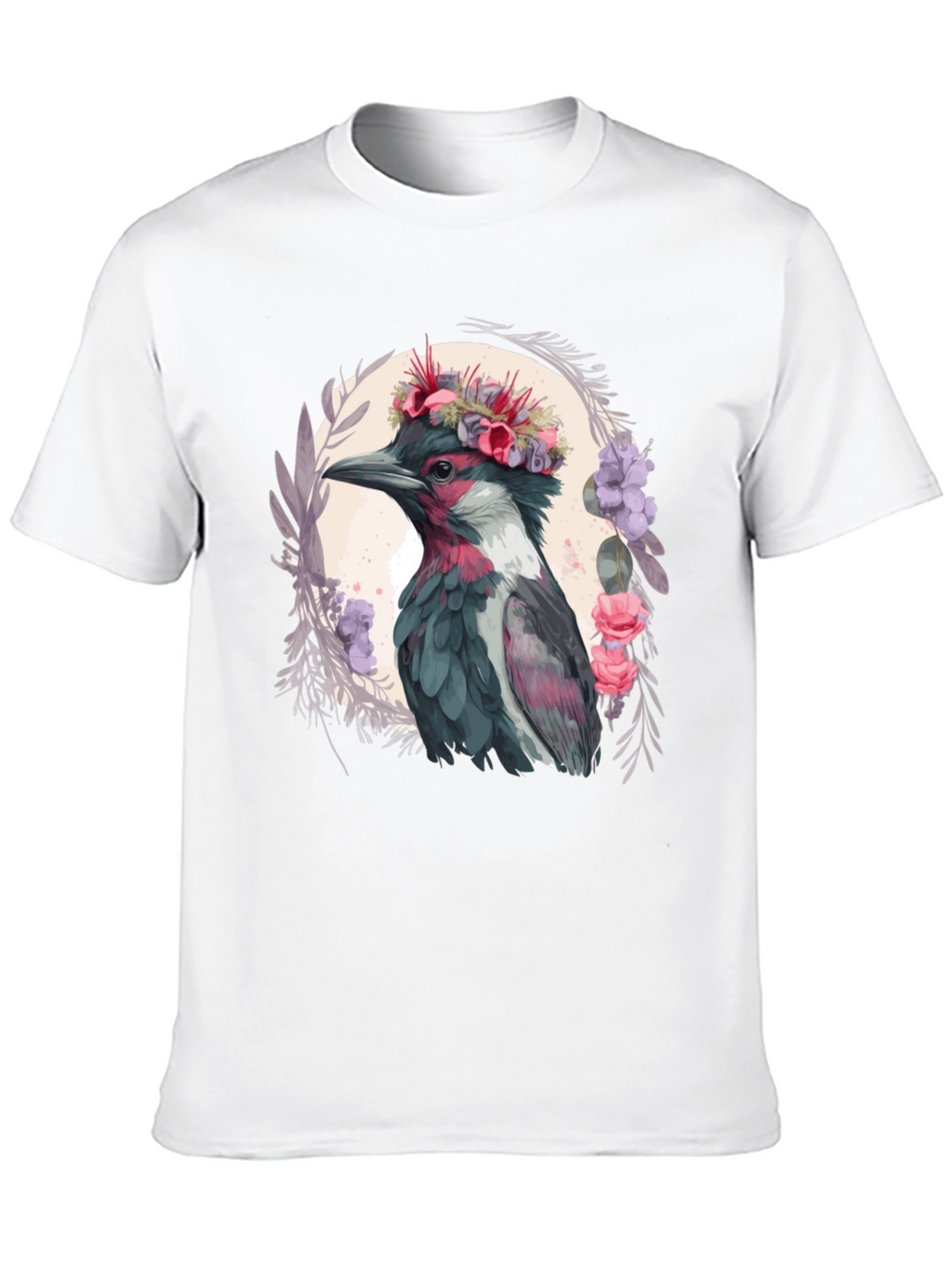 Floral Crowned Bird T-Shirt - Unique Graphic Tee
