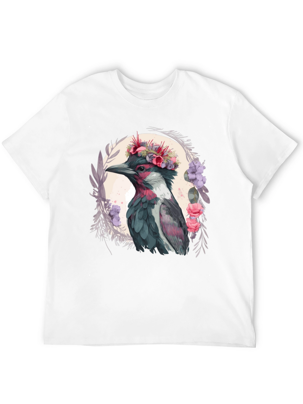Floral Crowned Bird T-Shirt - Unique Graphic Tee