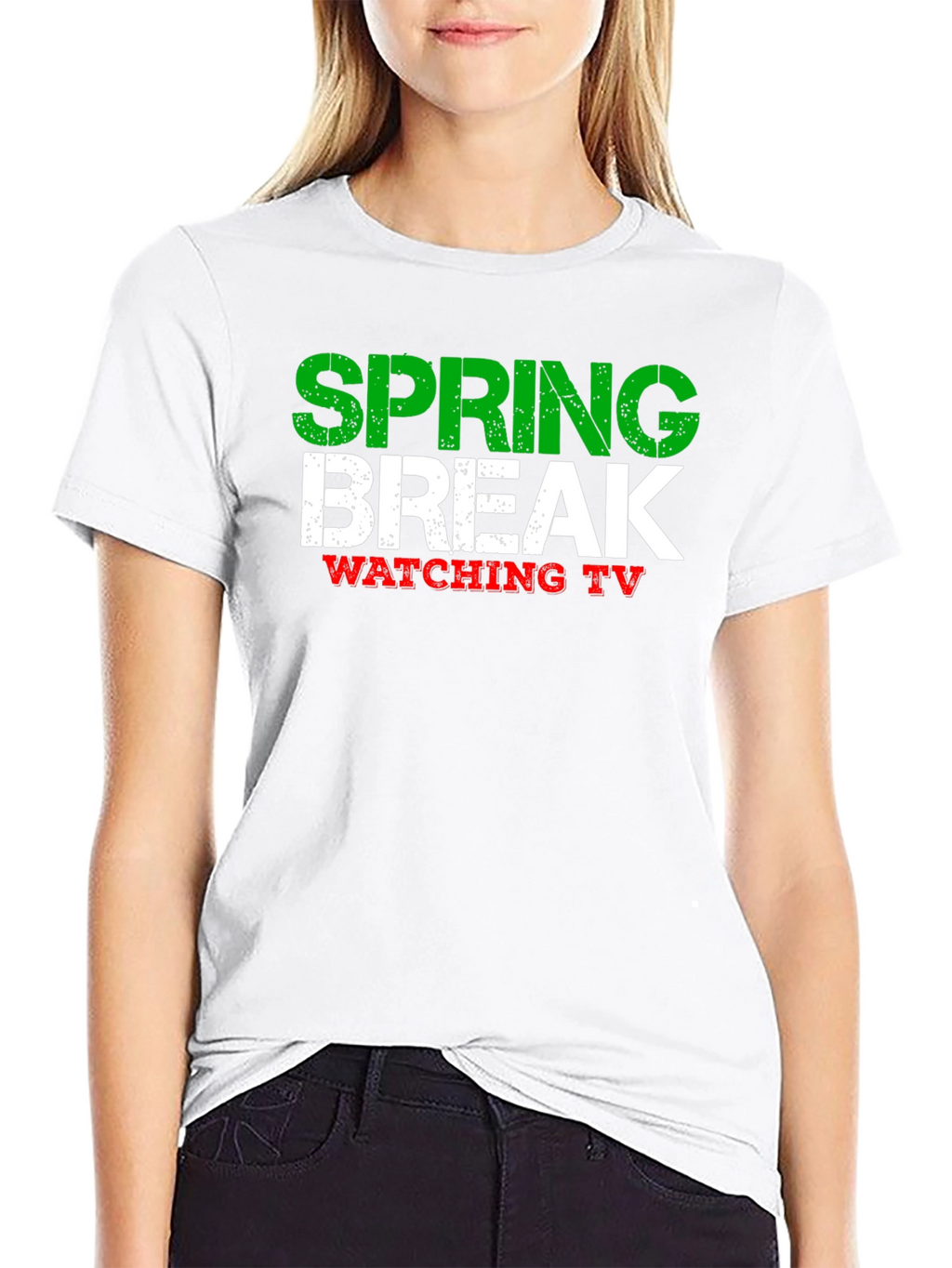 Spring Break Watching TV Black T-Shirt