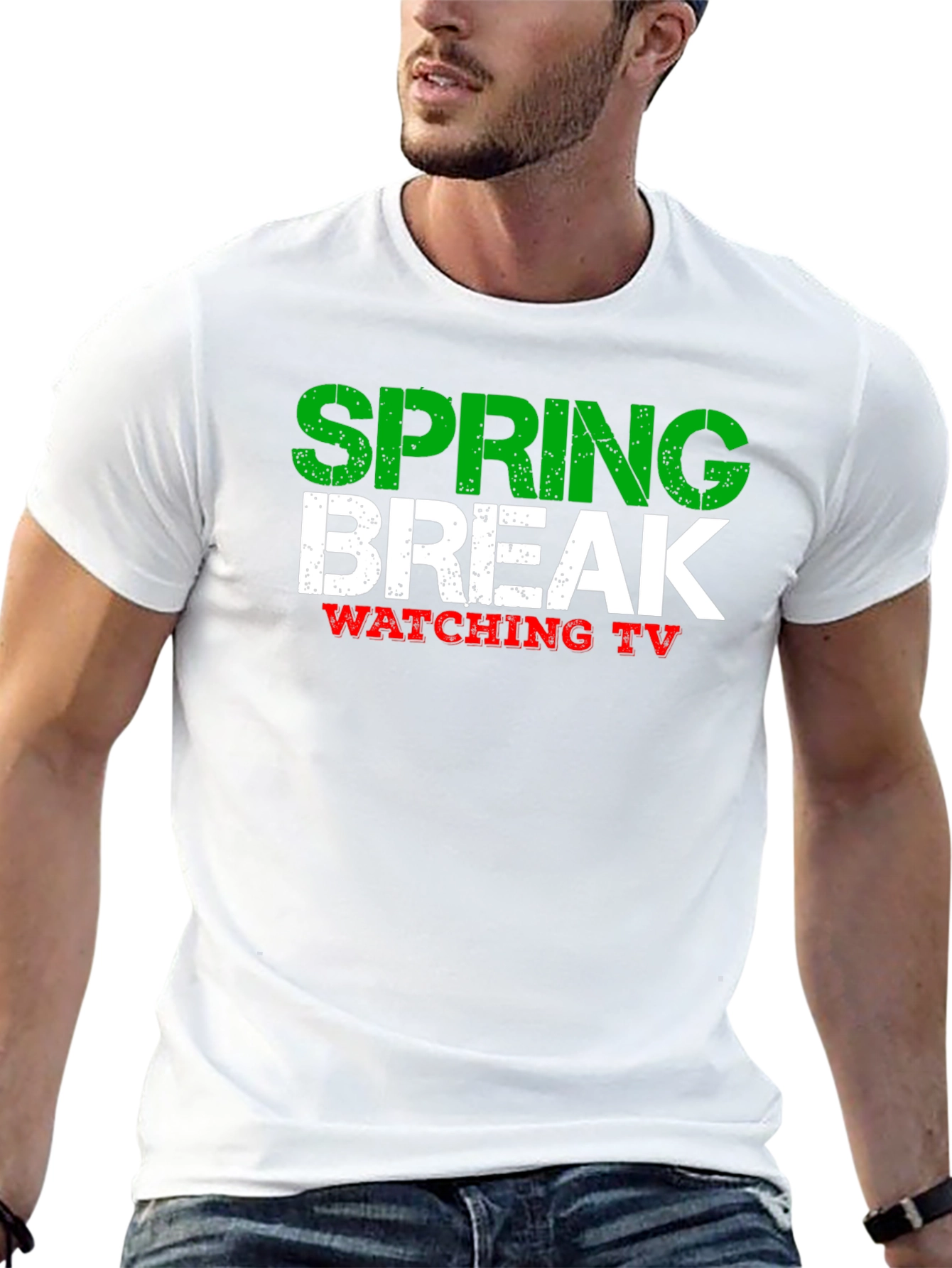 Spring Break Watching TV Black T-Shirt