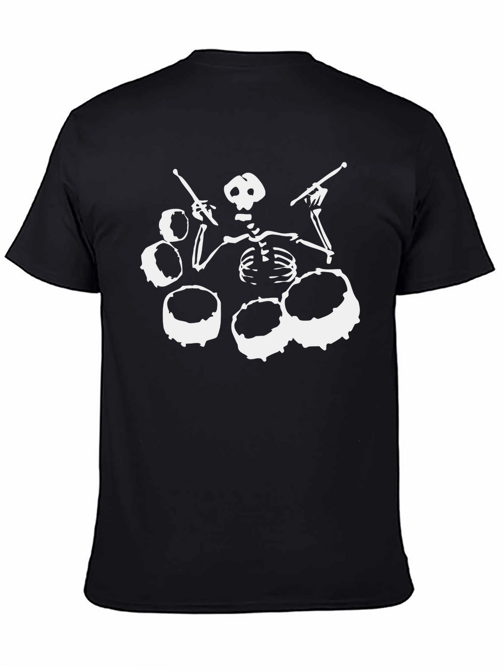 Skeleton Drummer Black T-Shirt - Rock Band Tee