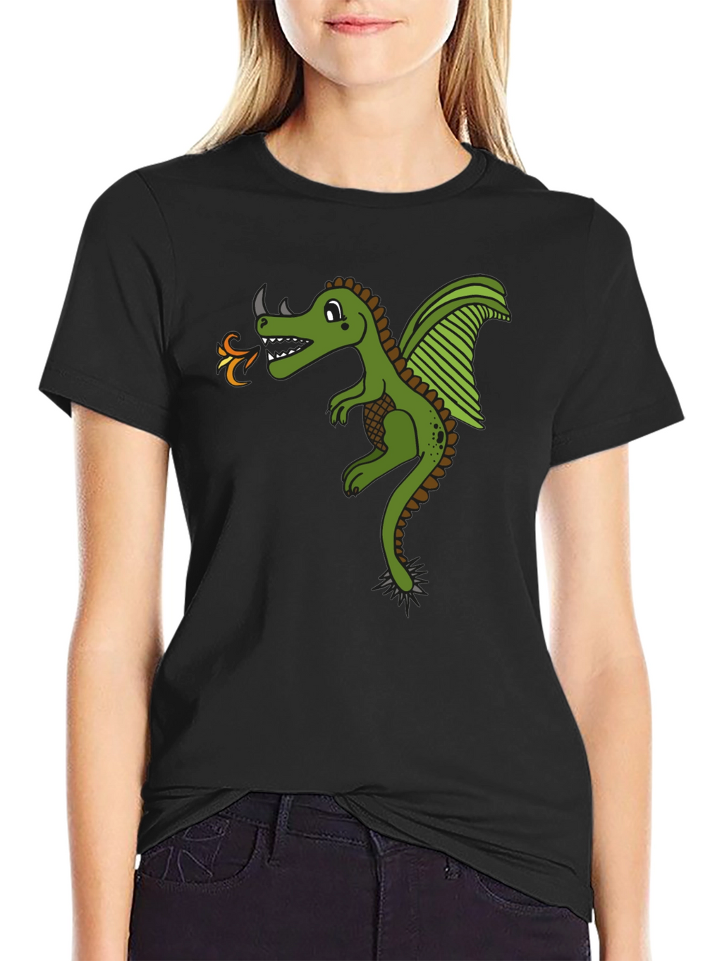 Dragon Graphic Black Tee - Fire Breathing Design