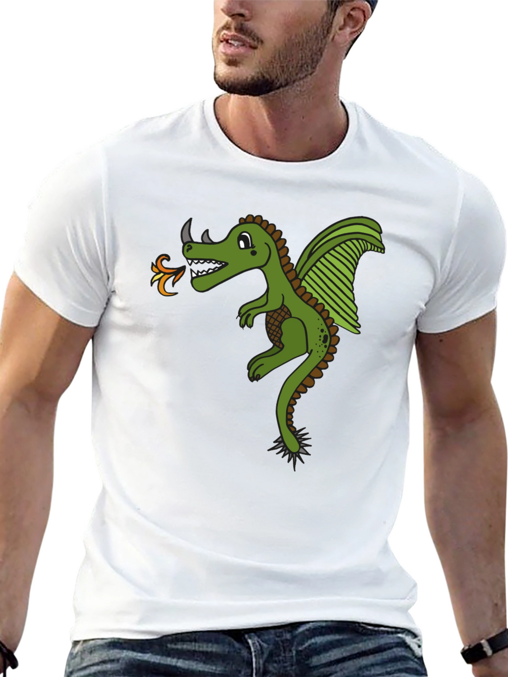 Dragon Graphic Black Tee - Fire Breathing Design