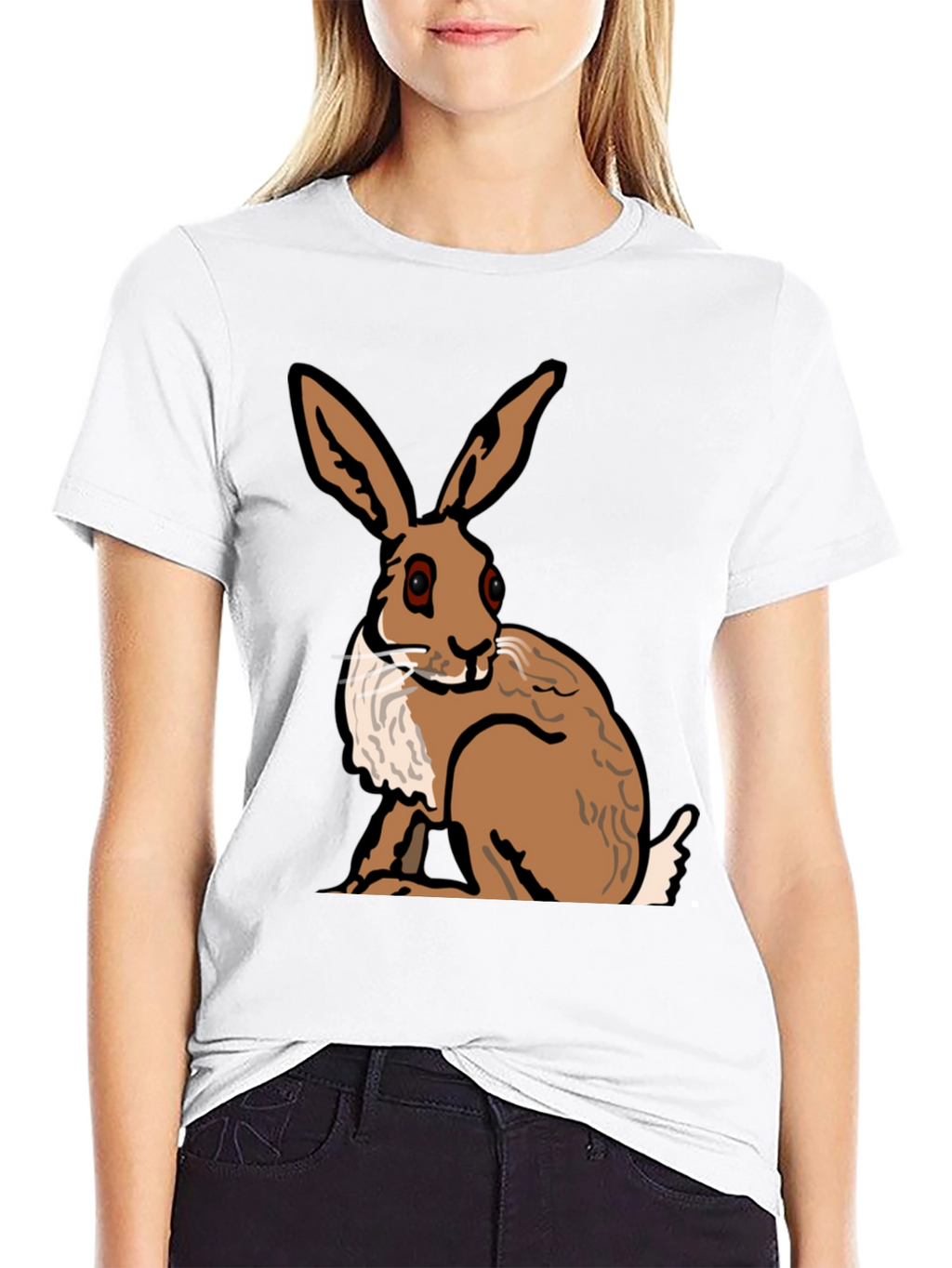 Hare Graphic Tee - Stylish Animal Print Shirt