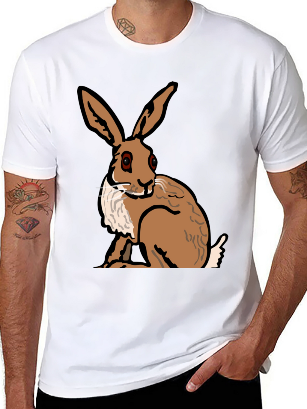 Hare Graphic Tee - Stylish Animal Print Shirt