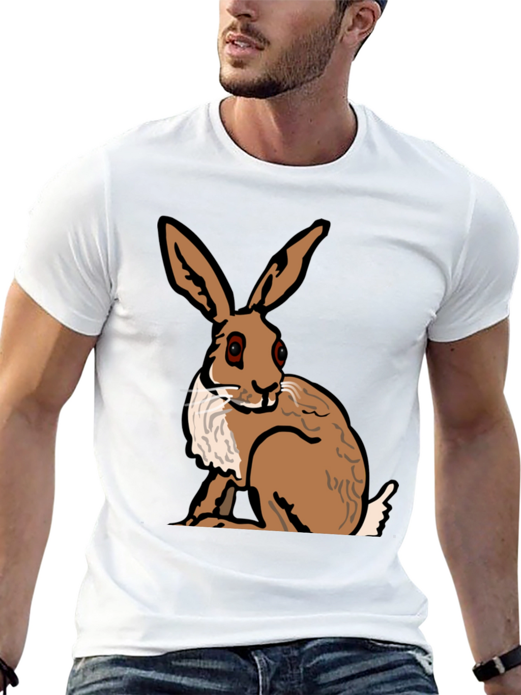 Hare Graphic Tee - Stylish Animal Print Shirt