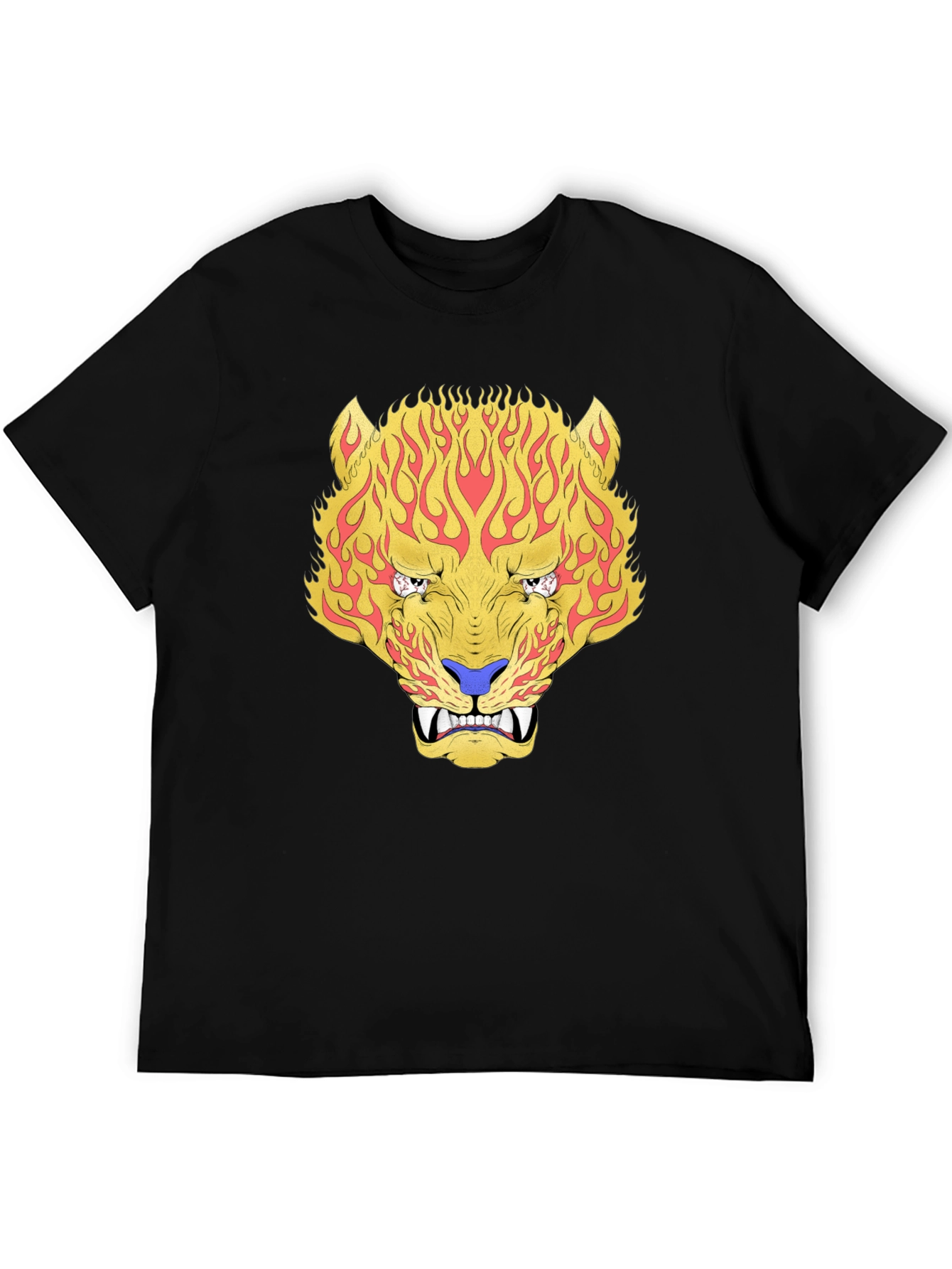 Fiery Tiger Graphic Tee - Bold Black T-Shirt