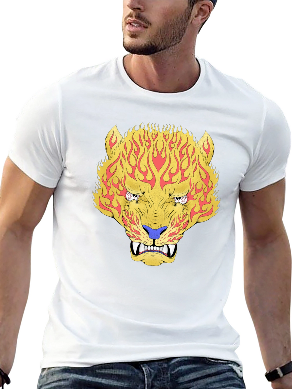 Fiery Tiger Graphic Tee - Bold Black T-Shirt