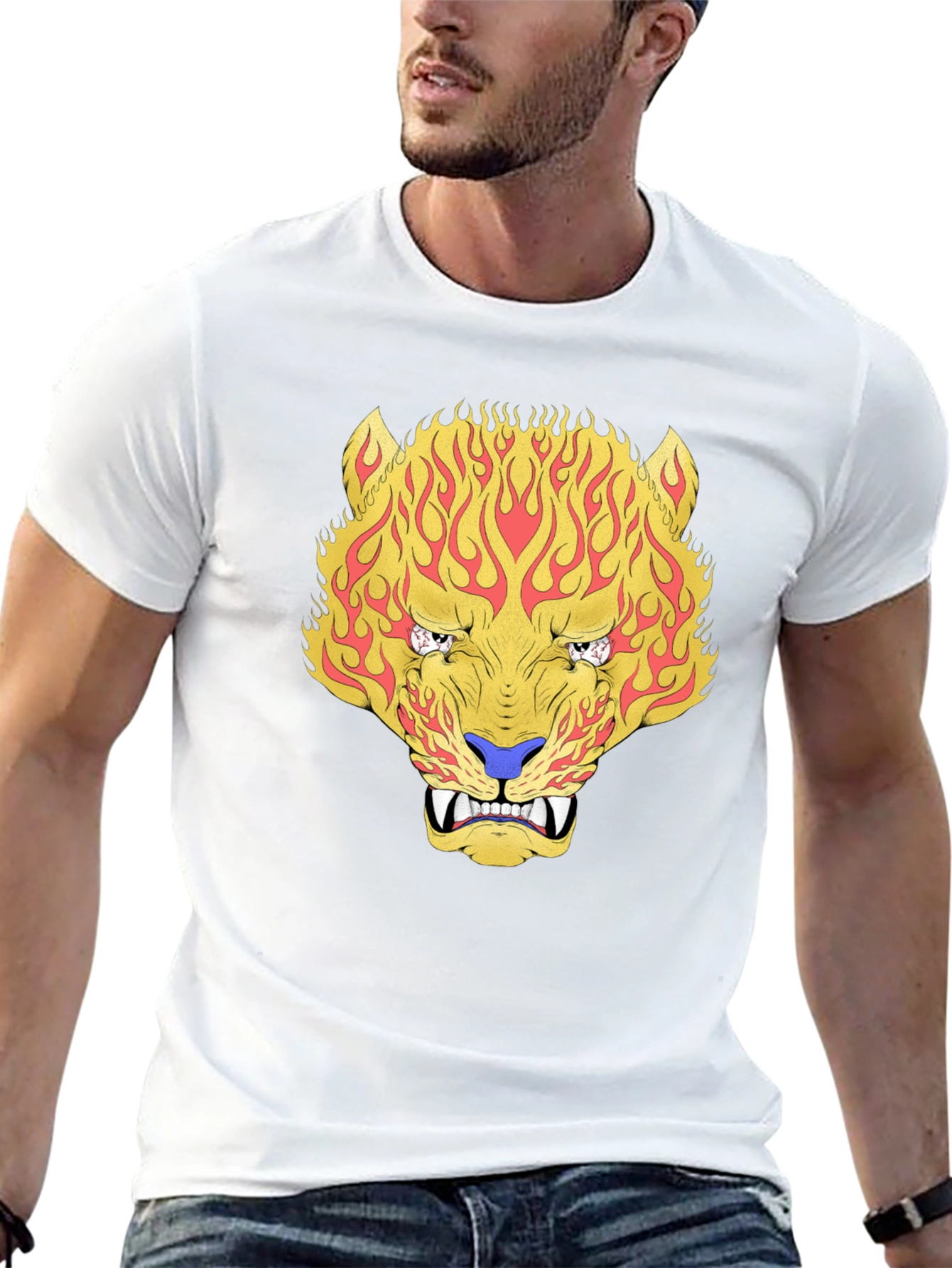 Fiery Tiger Graphic Tee - Bold Black T-Shirt