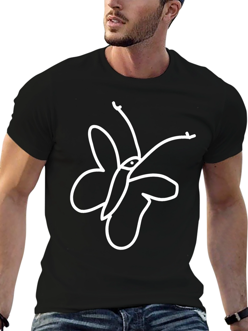 Butterfly Graphic Tee - Classic Black Cotton T-Shirt