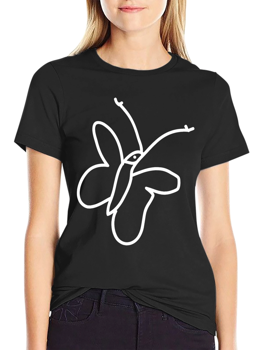 Butterfly Graphic Tee - Classic Black Cotton T-Shirt