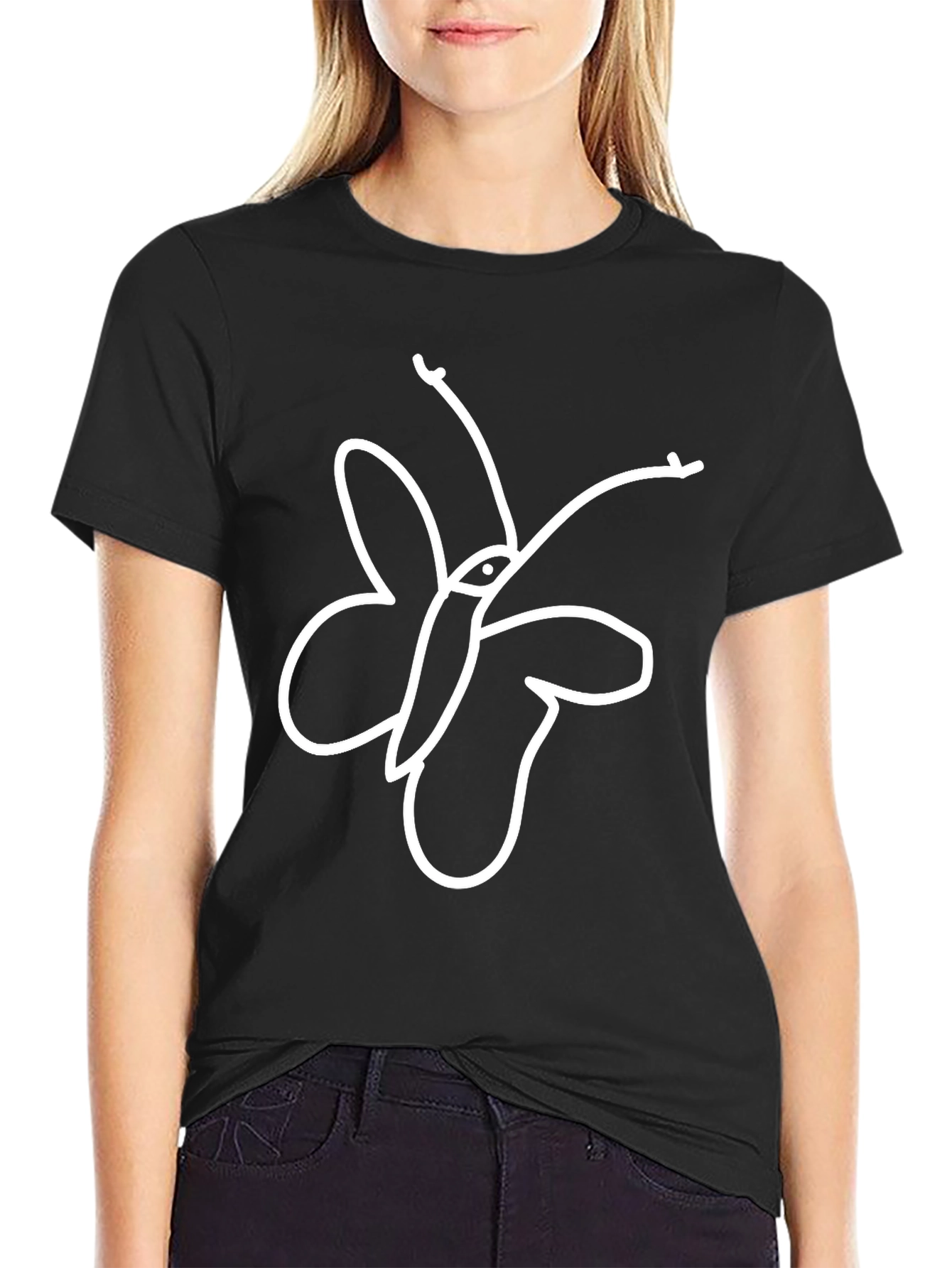 Butterfly Graphic Tee - Classic Black Cotton T-Shirt