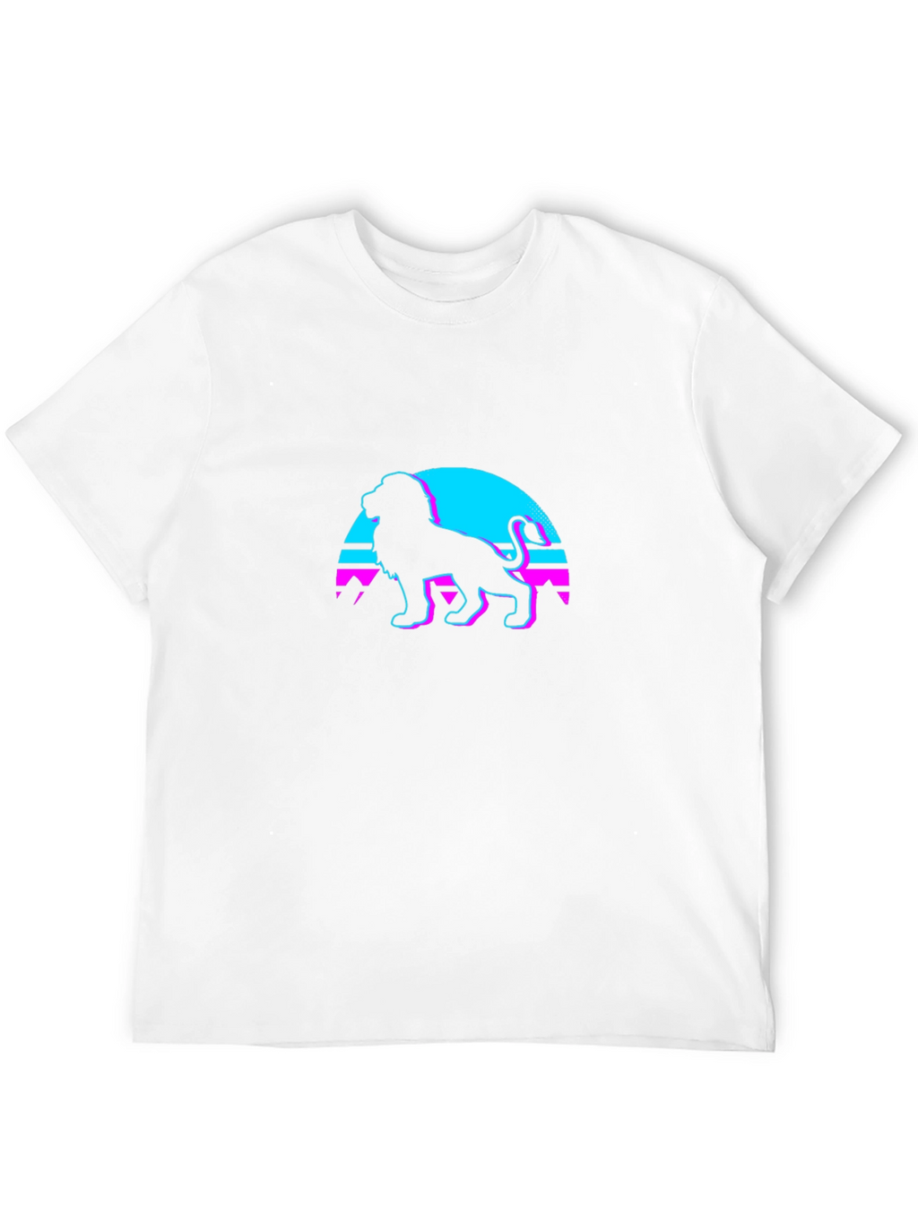Retro Lion Graphic Tee - Black Cotton Blend