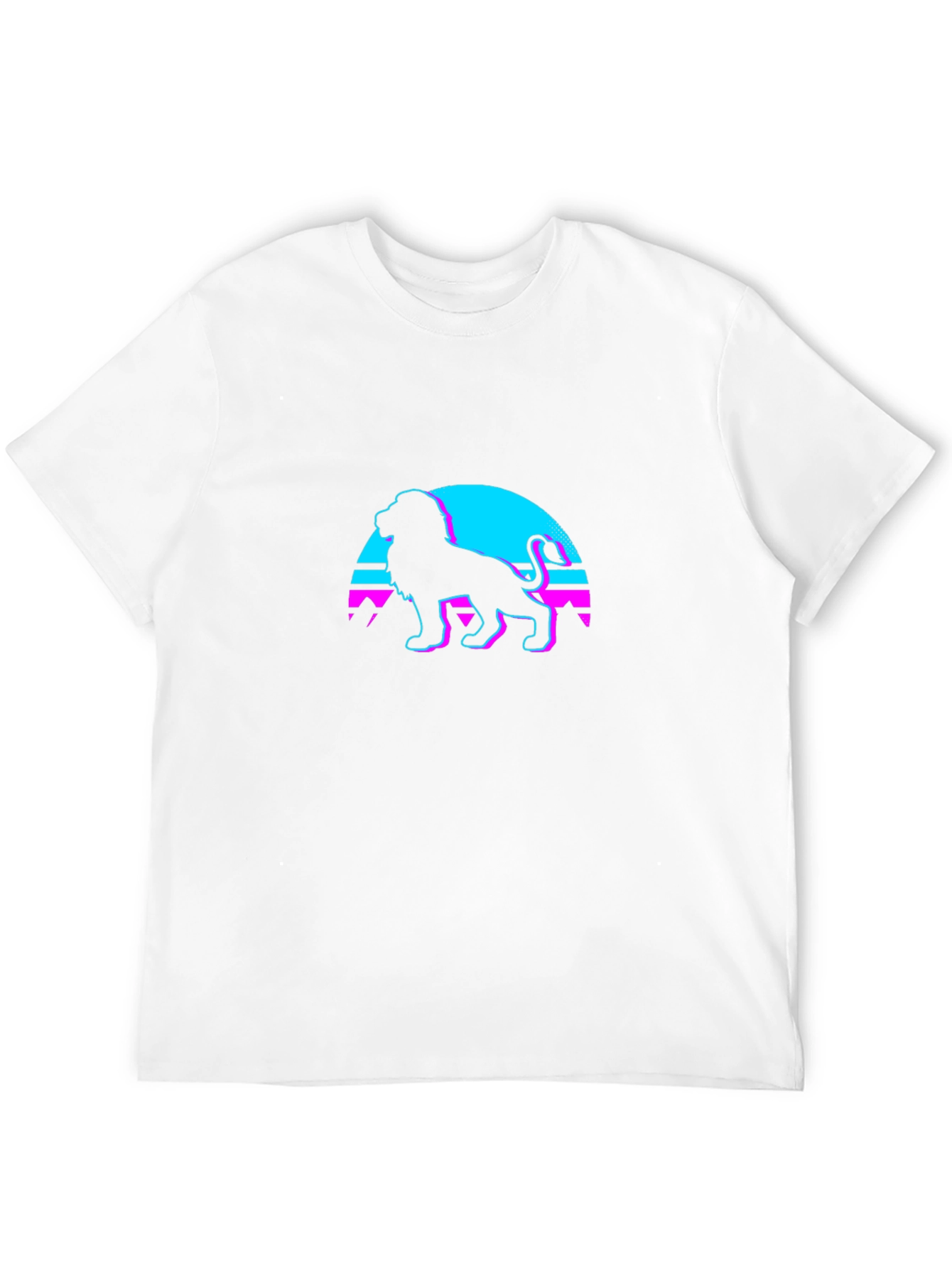 Retro Lion Graphic Tee - Black Cotton Blend