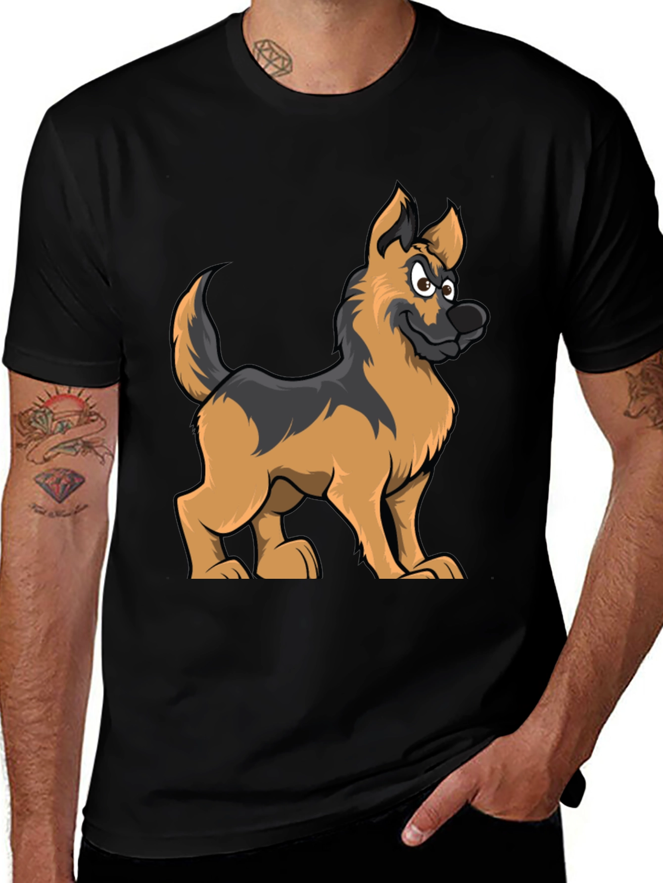 Cartoon German Shepherd Graphic Tee