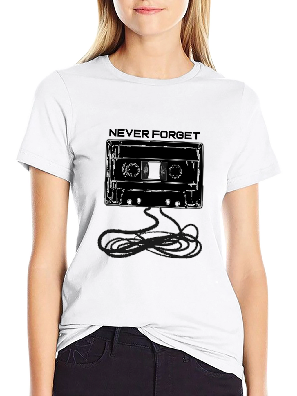 Never Forget Cassette Tape Graphic Tee - Black