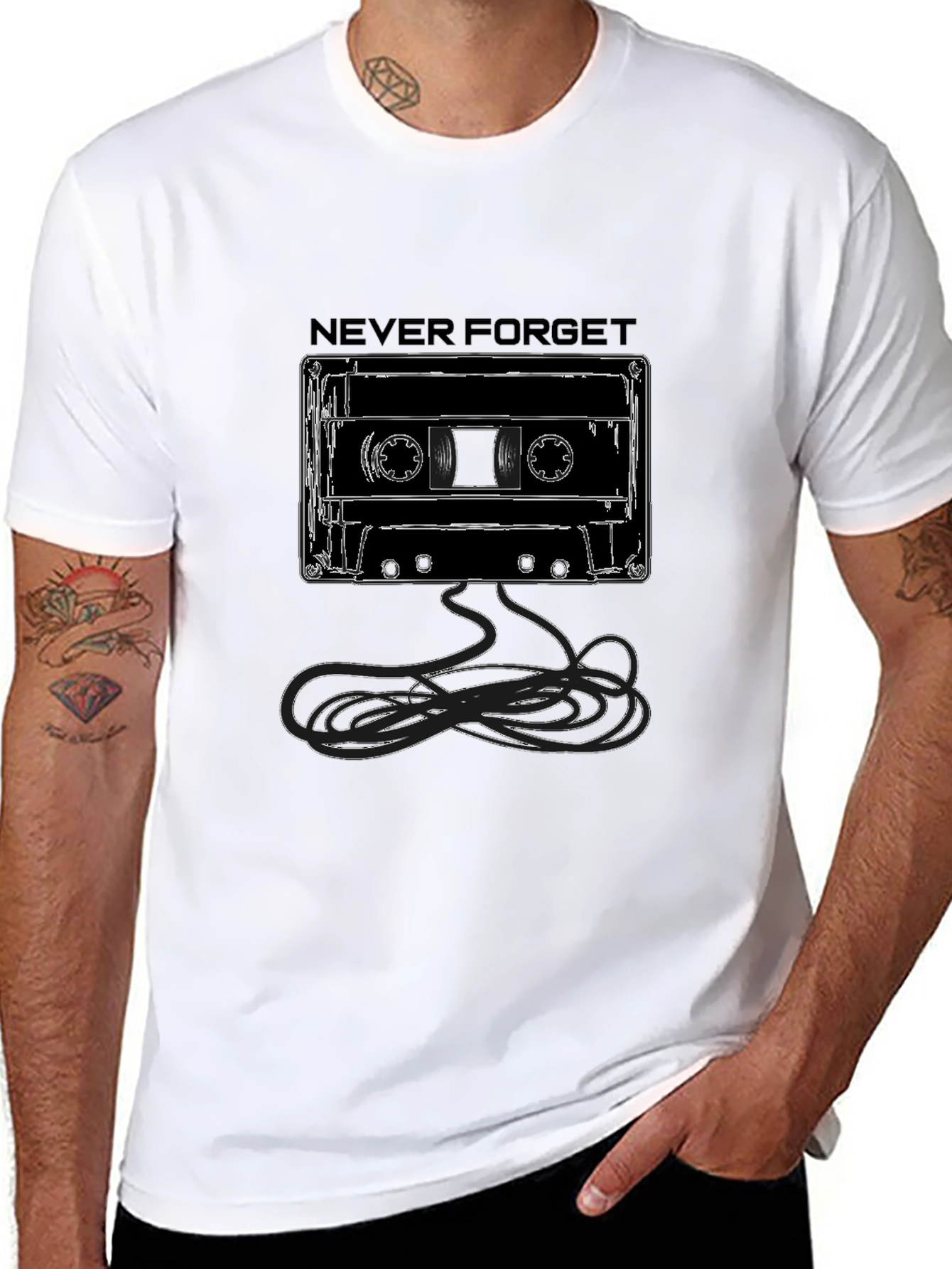Never Forget Cassette Tape Graphic Tee - Black