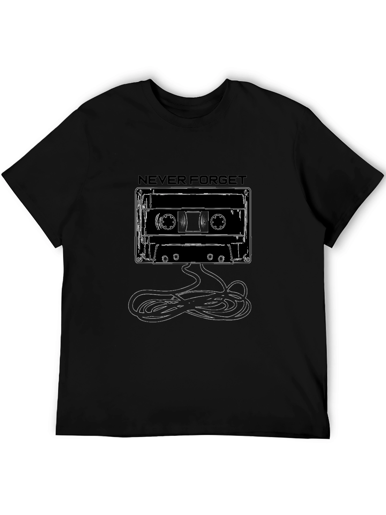 Never Forget Cassette Tape Graphic Tee - Black