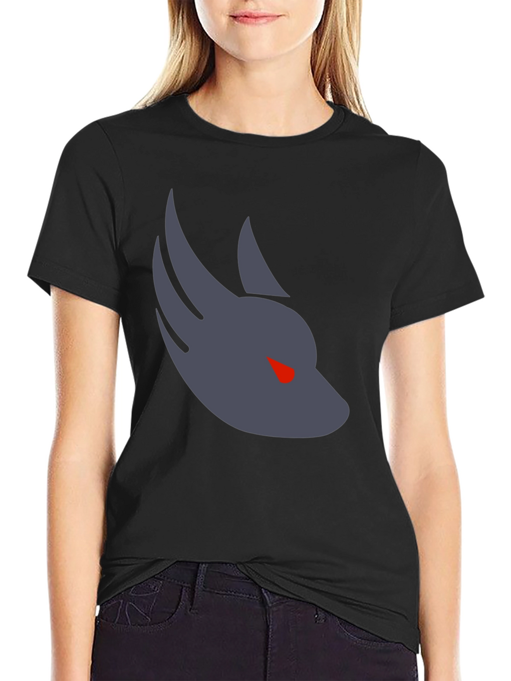 Mens Black T-Shirt with Wolf Graphic