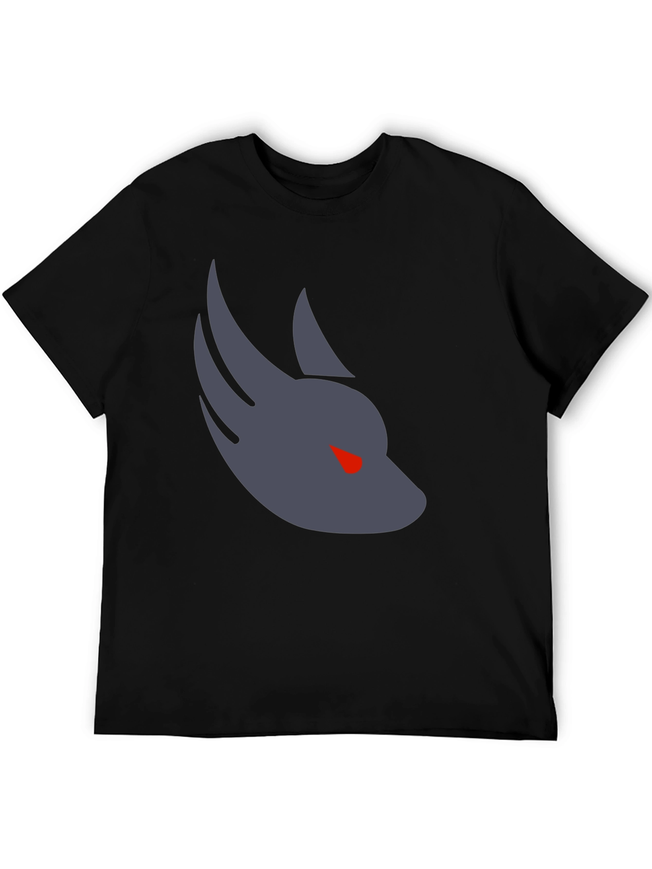 Mens Black T-Shirt with Wolf Graphic