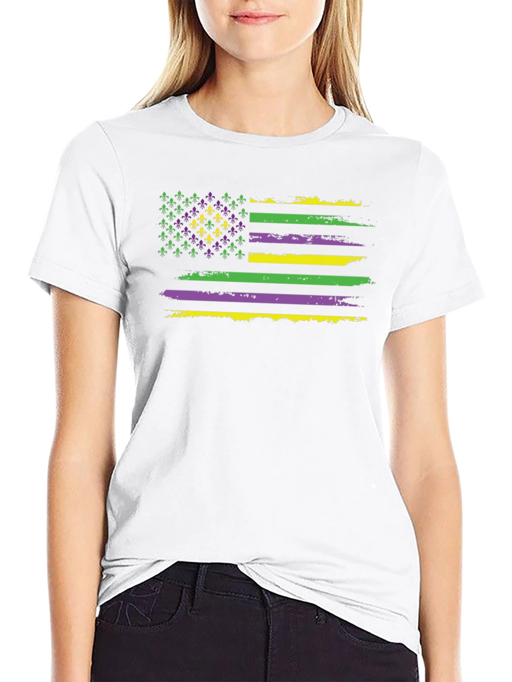 Mardi Gras Flag T-Shirt - Fleur-de-lis US Flag Tee
