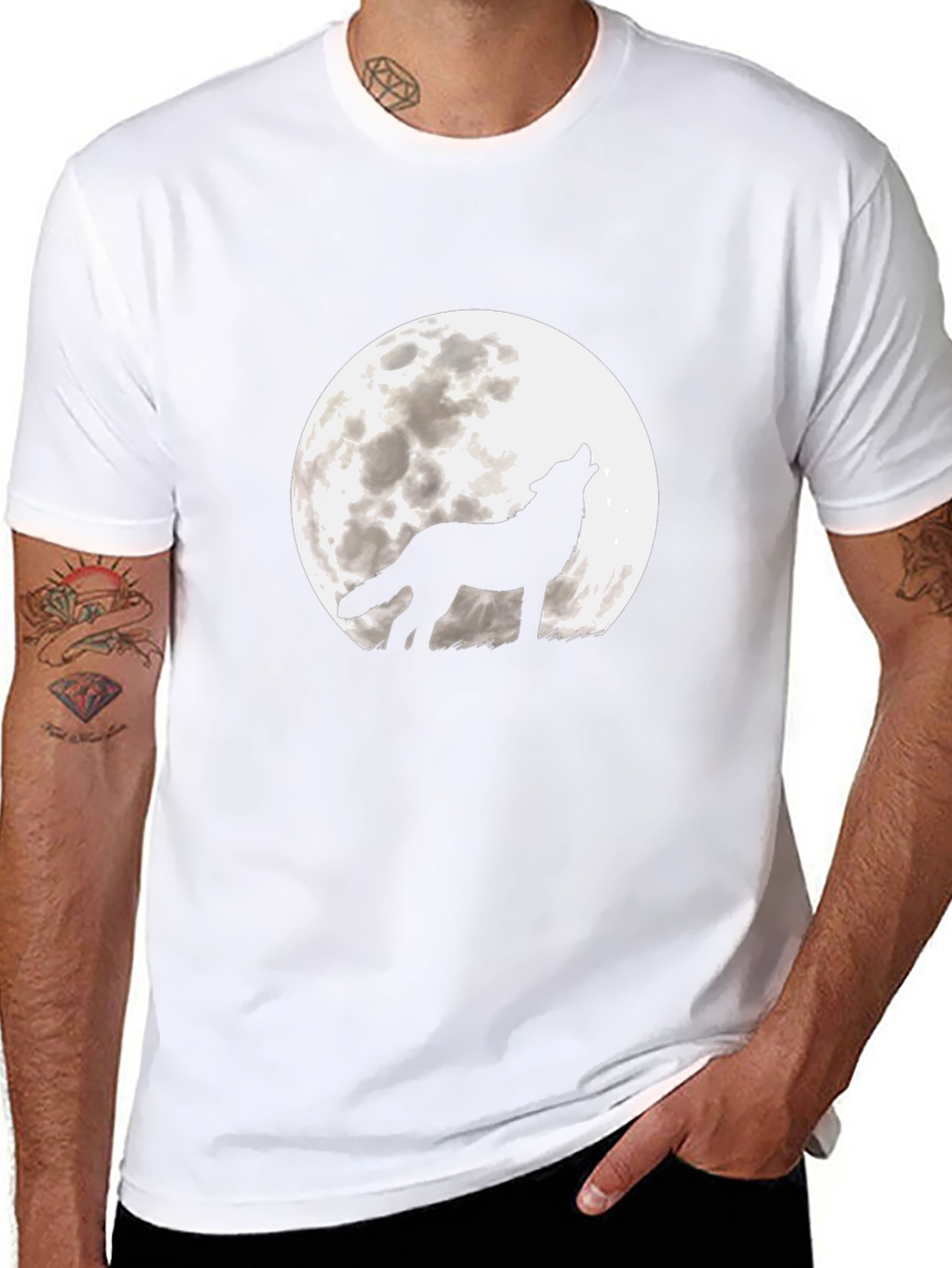 Wolf Moon Graphic Tee - Black Cotton T-Shirt
