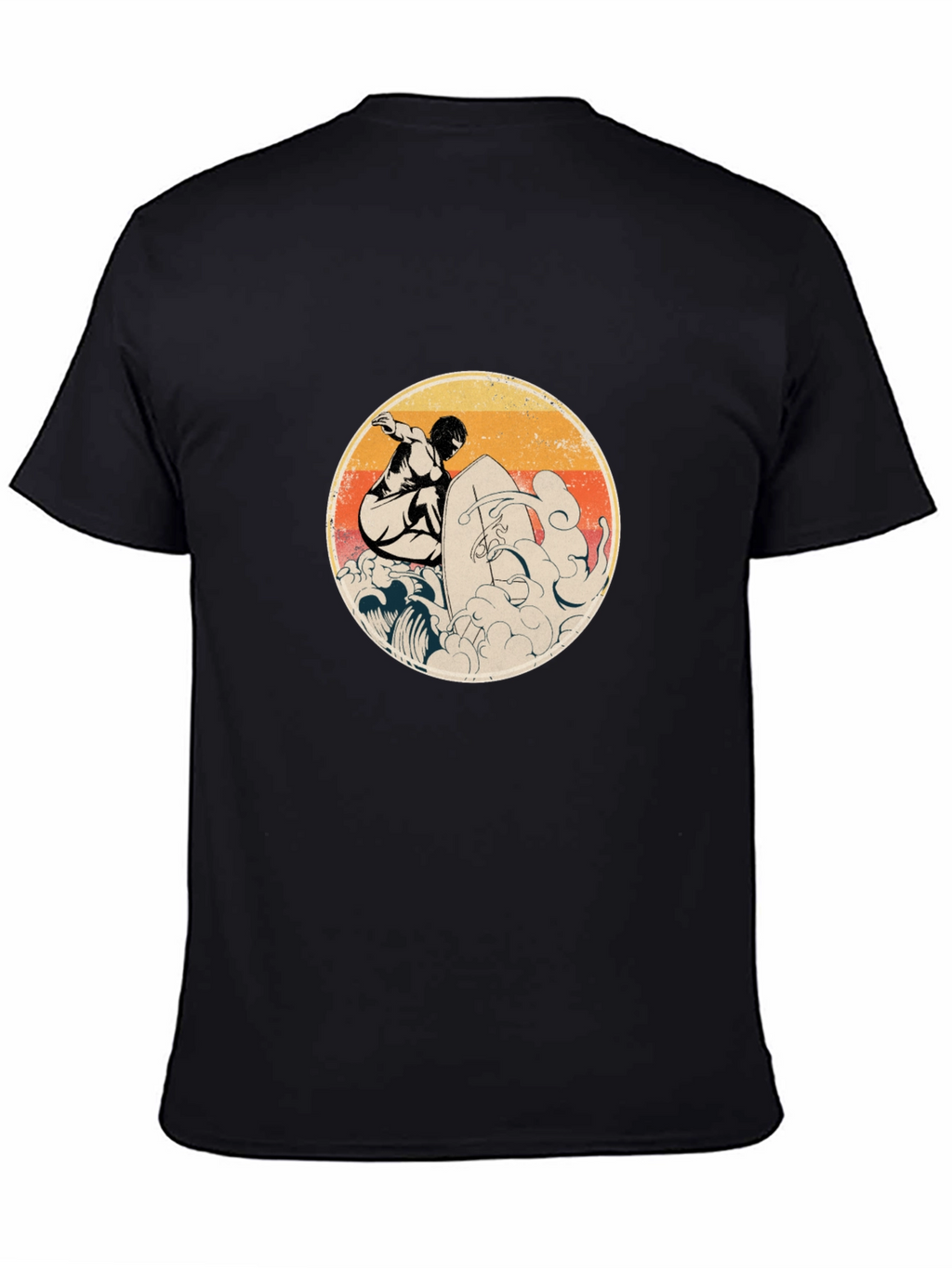 Retro Surfer Graphic Black T-Shirt