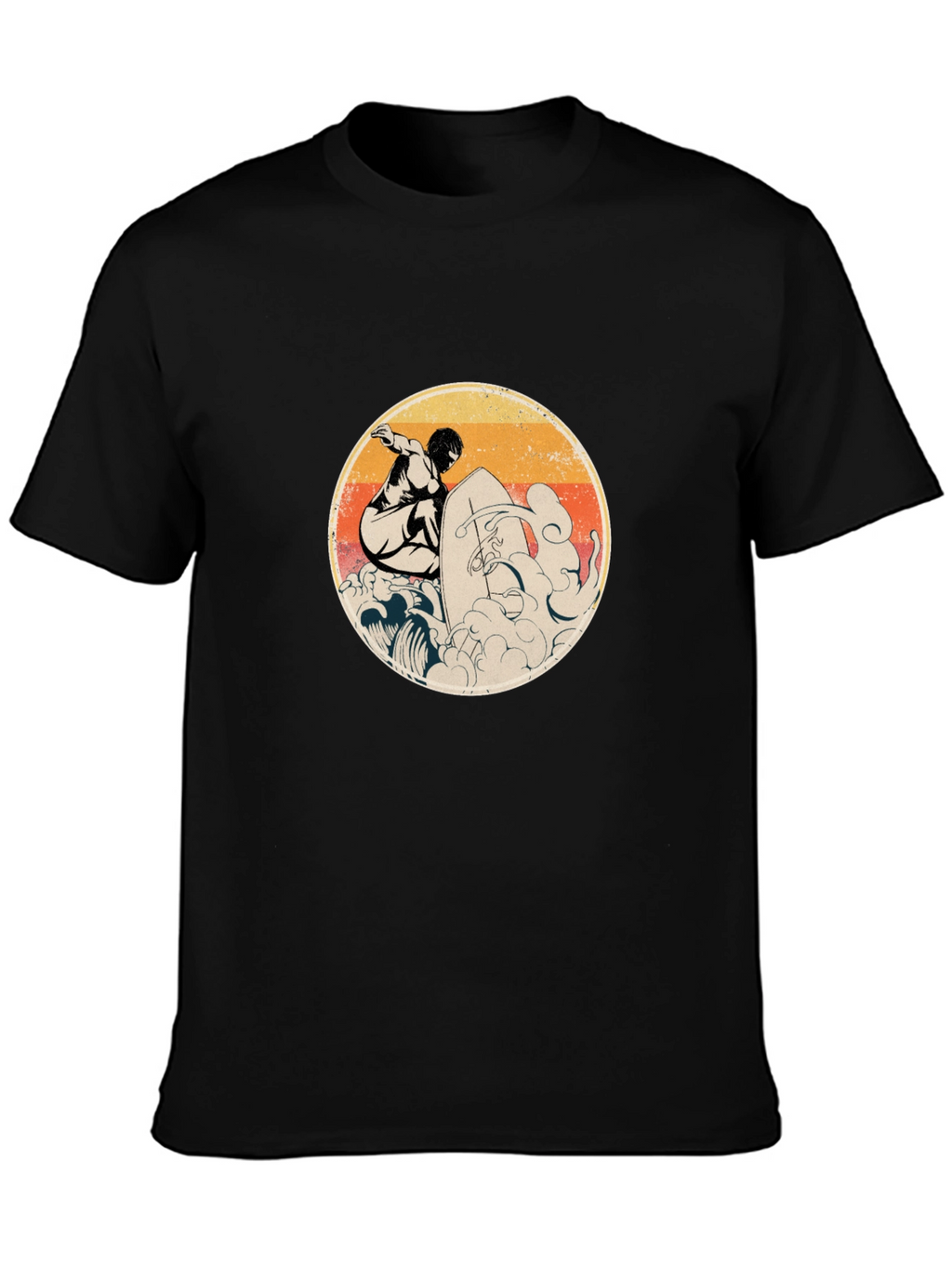 Retro Surfer Graphic Black T-Shirt