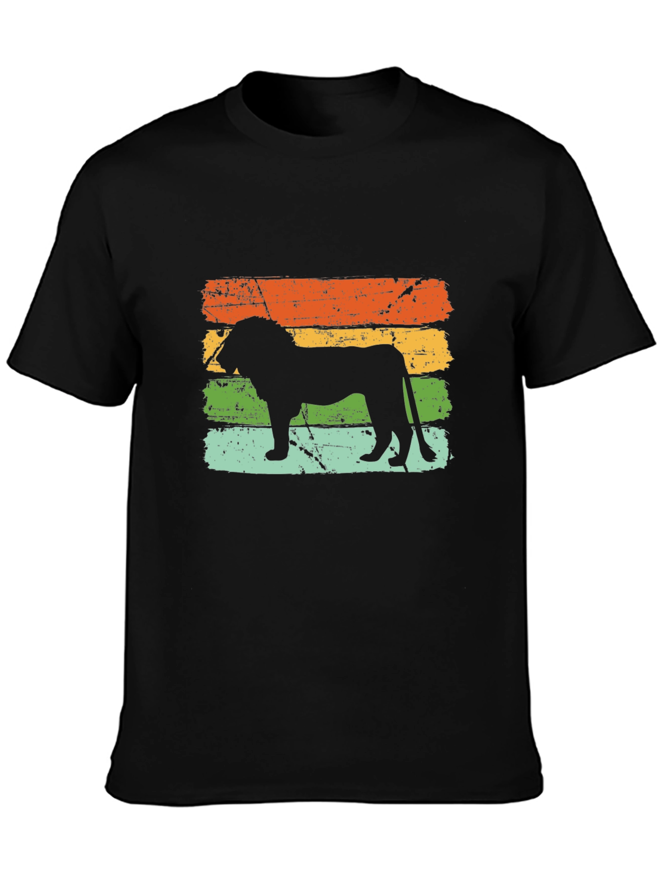 Retro Lion Graphic Tee - Vintage Style Black T-Shirt