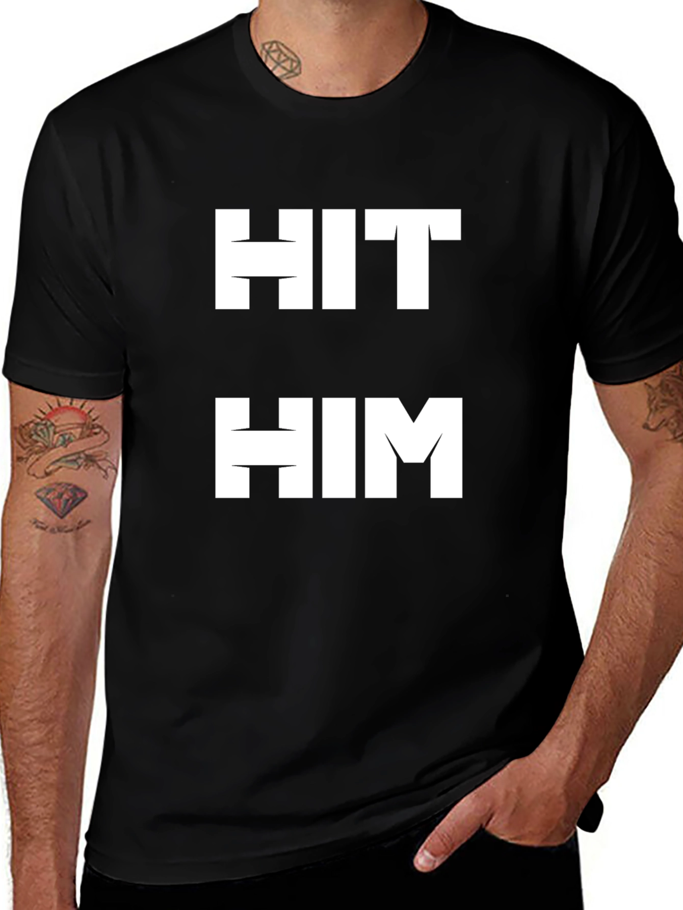 Hit Him Graphic Tee - Bold Statement Black T-Shirt