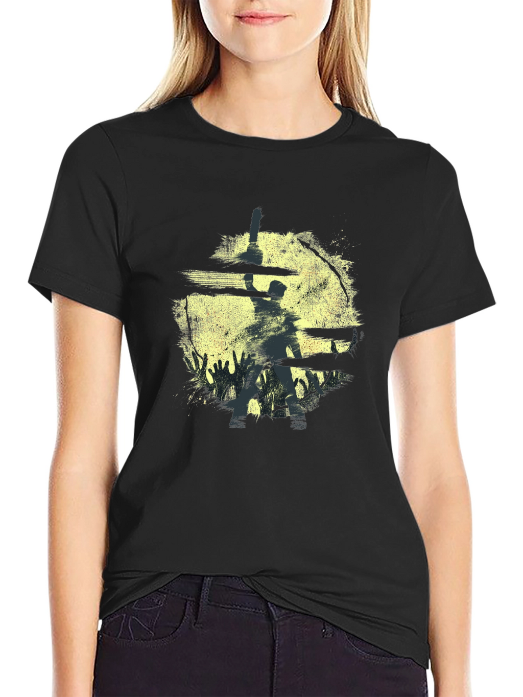 Silhouette Horror Graphic Black T-Shirt