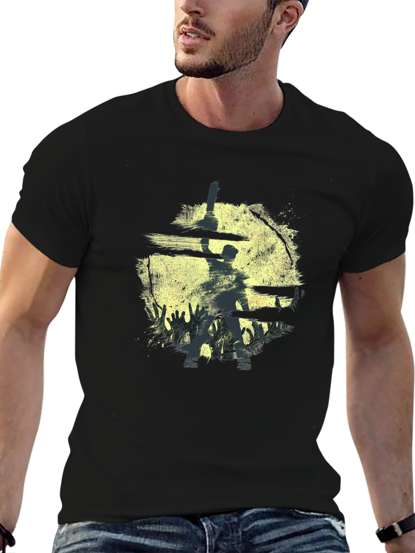 Silhouette Horror Graphic Black T-Shirt