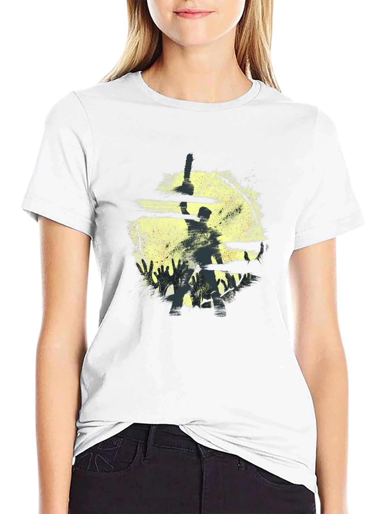 Silhouette Horror Graphic Black T-Shirt