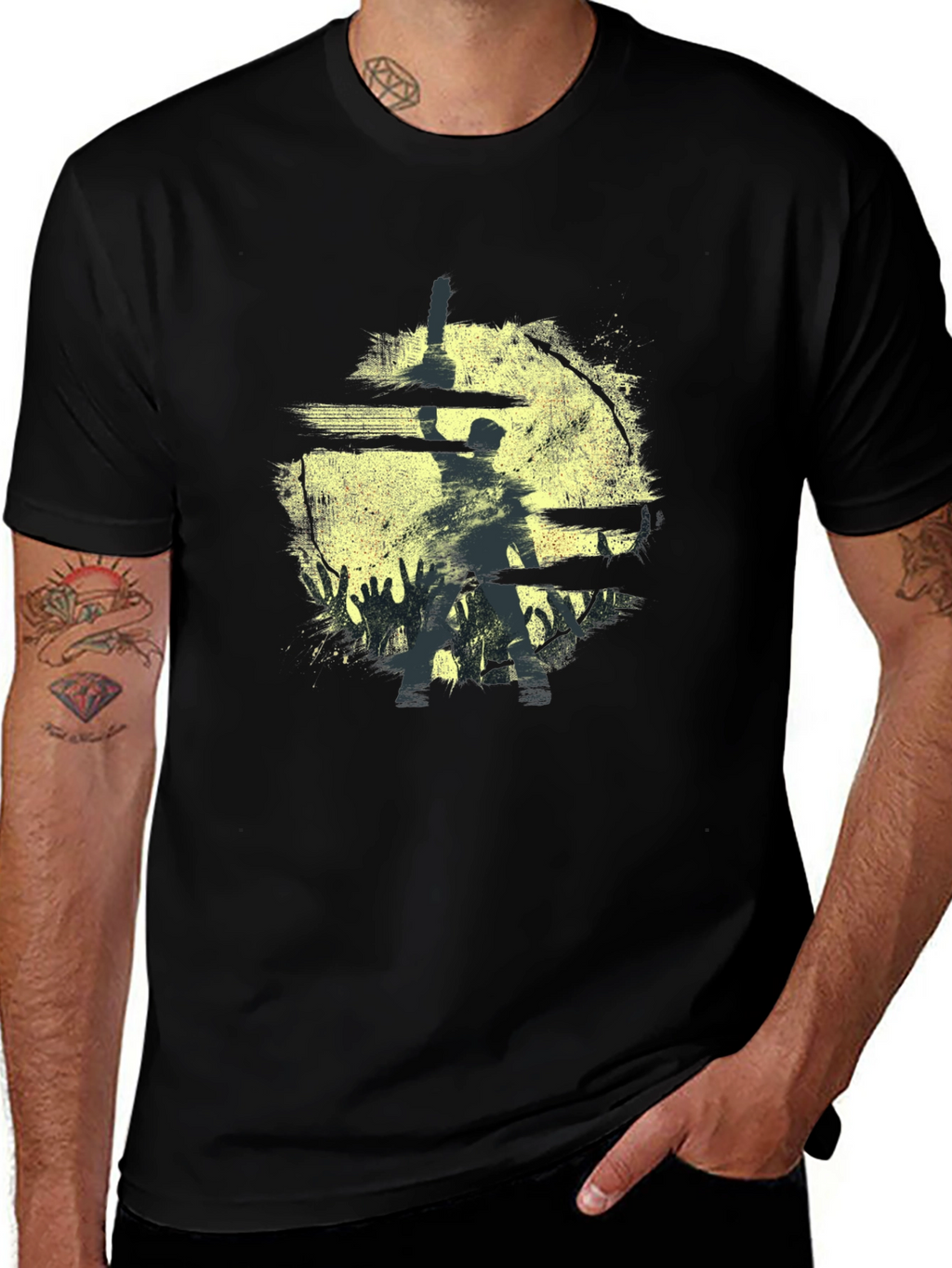 Silhouette Horror Graphic Black T-Shirt
