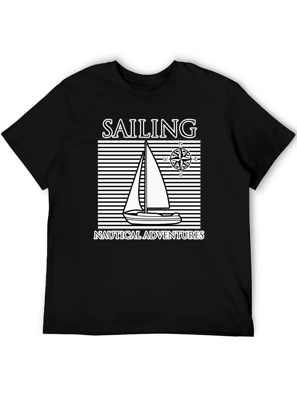 Nautical Sailing Adventure Black T-Shirt