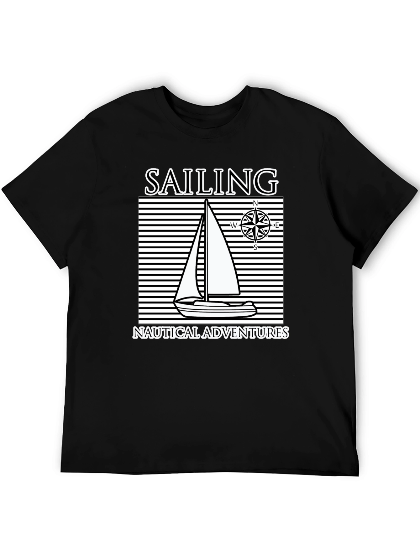 Nautical Sailing Adventure Black T-Shirt