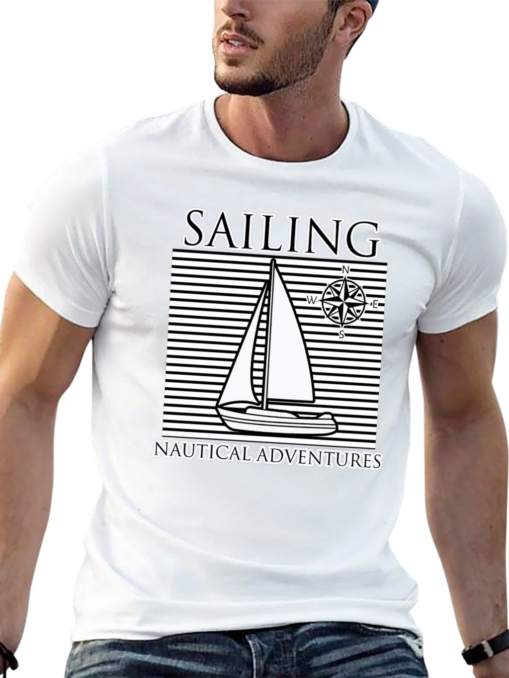 Nautical Sailing Adventure Black T-Shirt