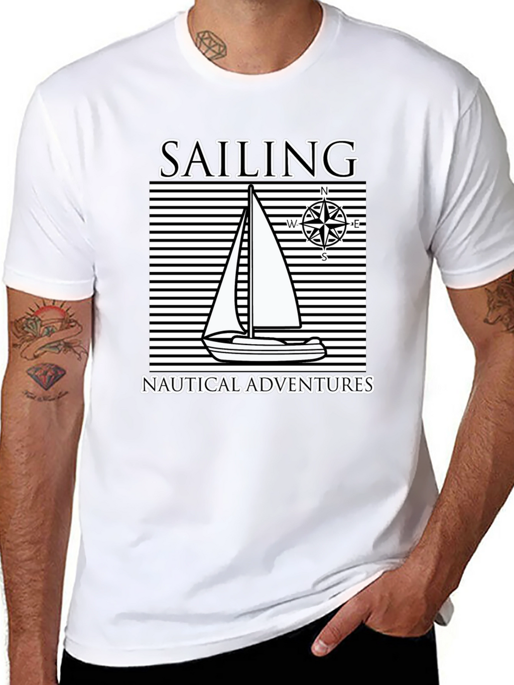 Nautical Sailing Adventure Black T-Shirt