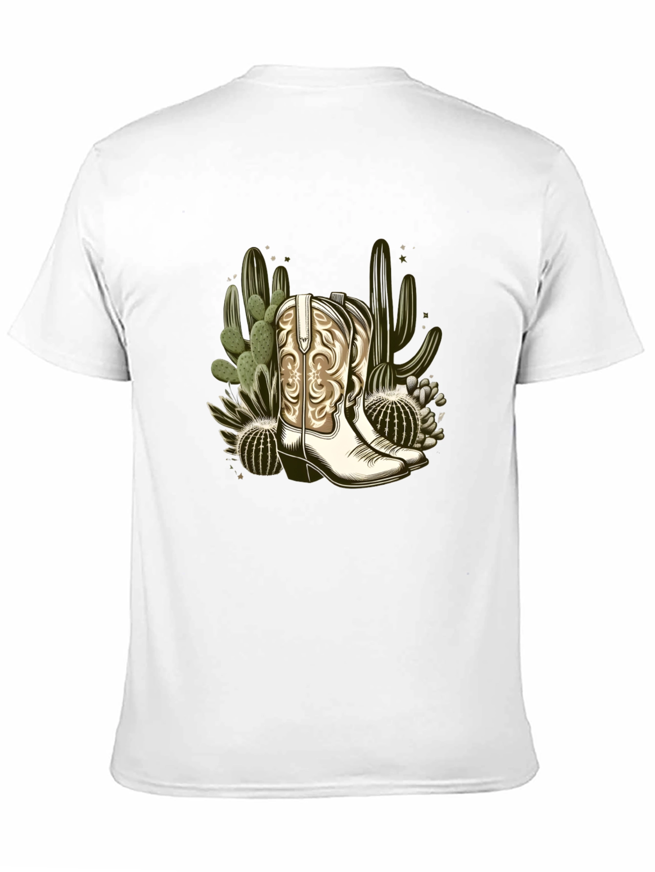 Cowboy Boots & Cactus Graphic T-Shirt - Western Style