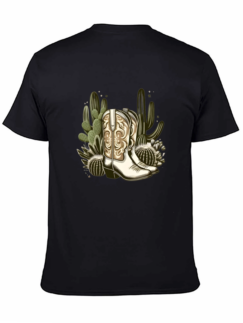 Cowboy Boots & Cactus Graphic T-Shirt - Western Style