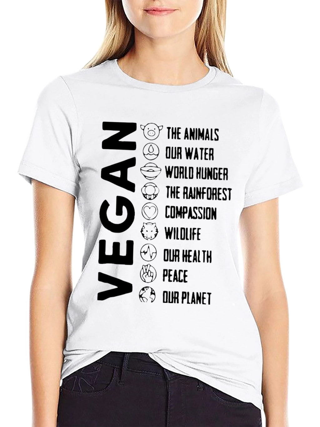 Vegan Cause T-Shirt - Animals Planet Peace