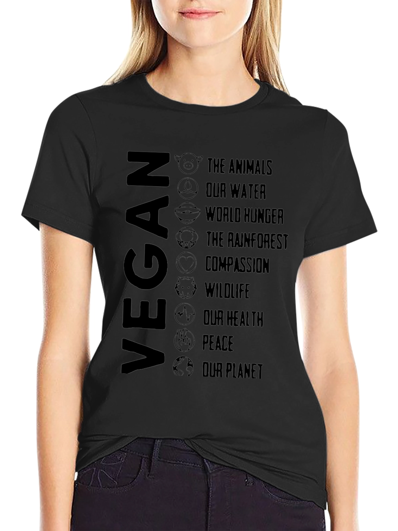 Vegan Cause T-Shirt - Animals Planet Peace