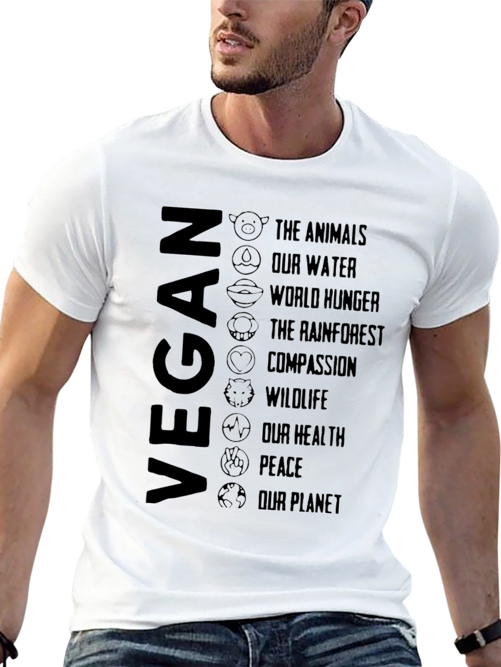 Vegan Cause T-Shirt - Animals Planet Peace