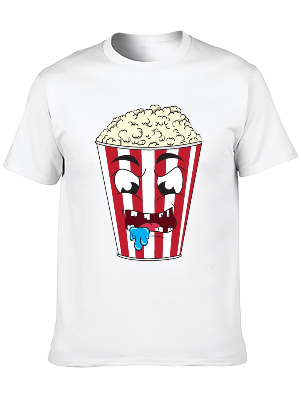 Funny Popcorn Cartoon Graphic Black T-Shirt