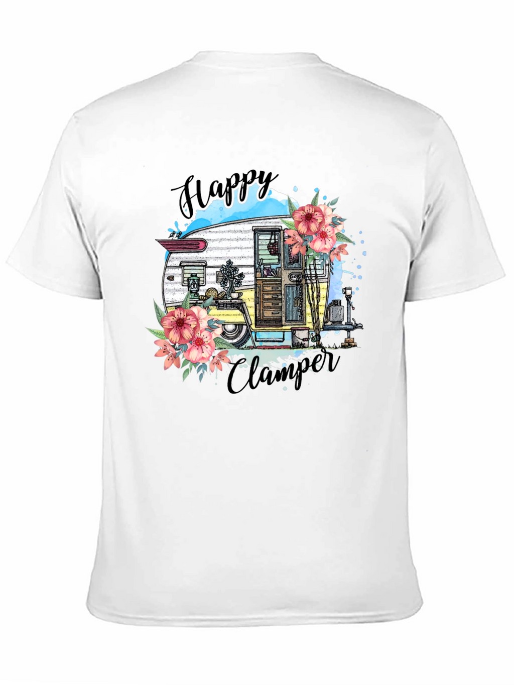 Happy Camper T-Shirt - Floral RV Graphic Tee