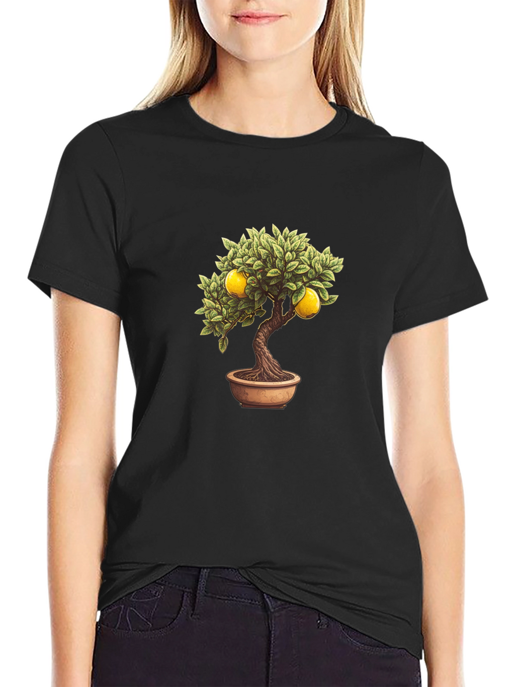 Lemon Bonsai Tree Graphic Tee - Black