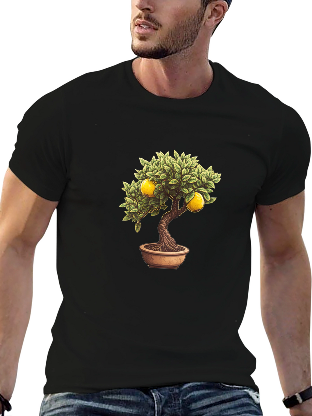 Lemon Bonsai Tree Graphic Tee - Black