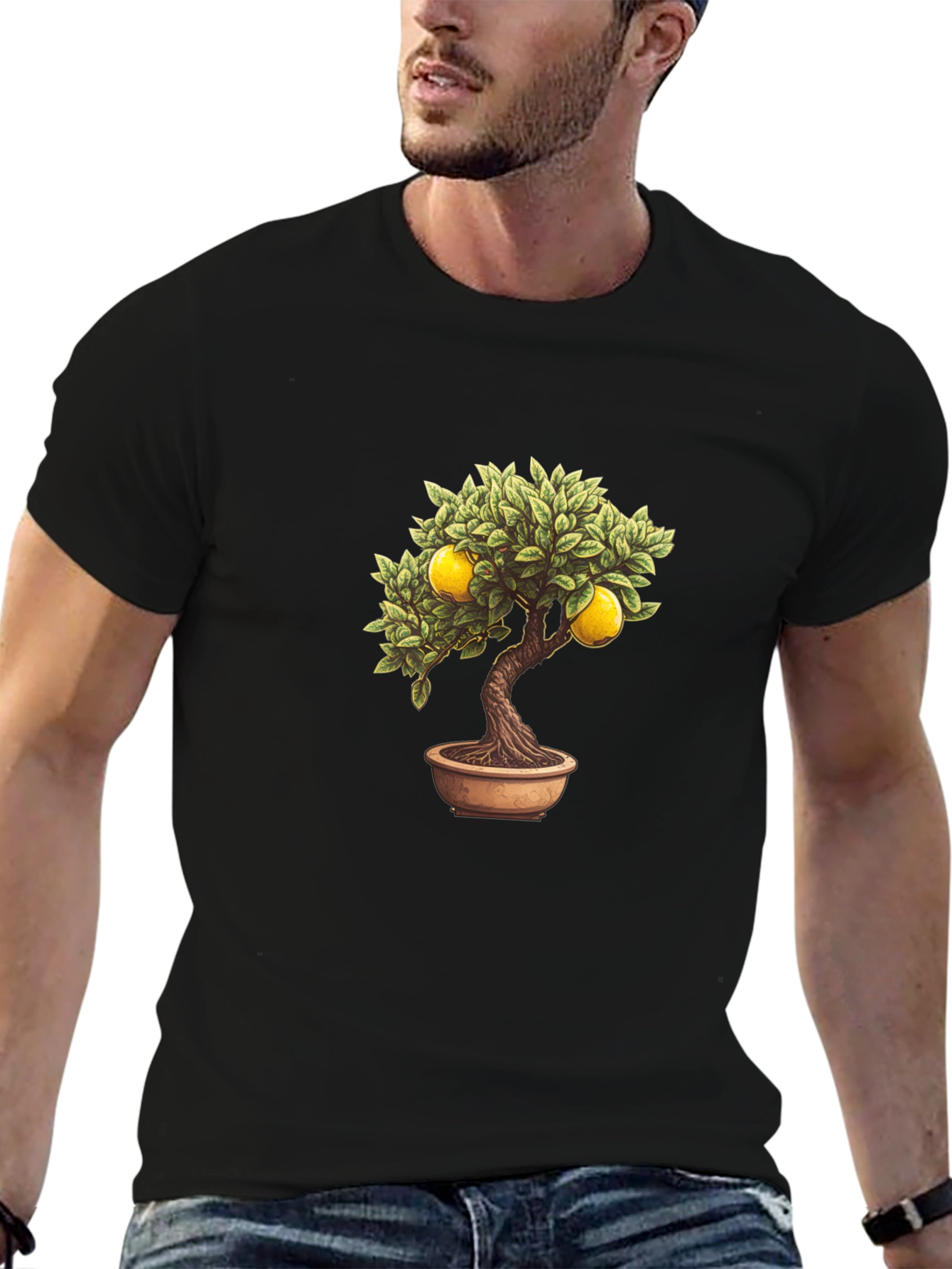 Lemon Bonsai Tree Graphic Tee - Black